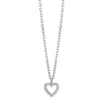 Halskette mit Anhänger Silber Zirkonia 18 Steine rhodiniert Herz 40-45 cm verstellbar
