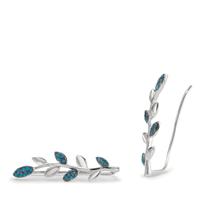 Ohrschieber Silber Zirkonia blau rhodiniert Blatt