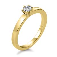 Solitär Ring 750/18 K Gelbgold Diamant weiss, 0.20 ct, Brillantschliff, w-si