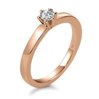 Solitär Ring 750/18 K Rotgold Diamant weiss, 0.20 ct, Brillantschliff, w-si