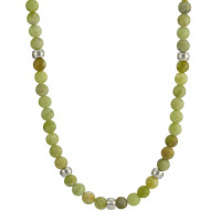 Halskette ERA aus natürlichen Jade Perlen mit Edelstahl, 50 cm, Ø6.5 mm