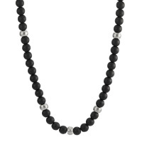 Halskette ERA mit schwarzen Perlen aus Achat, 50 cm, Ø6.5 mm