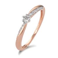 Solitär Ring 750/18 K Rotgold Diamant 0.15 ct, 21 Steine, w-si-601278