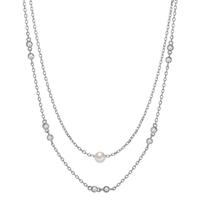 Collier Silber Zirkonia 10 Steine rhodiniert shining Pearls 40-45 cm verstellbar
