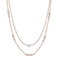 Collier Silber Zirkonia 10 Steine rosé vergoldet shining Pearls 40-45 cm verstellbar