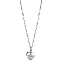 Halskette mit Anhänger Silber rhodiniert Herz mit Regenbogen 36-38 cm verstellbar