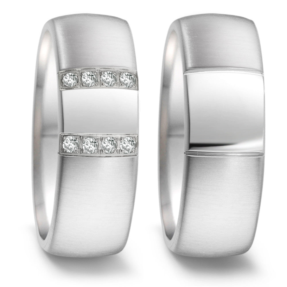 Anello Acciaio inossidabile Diamante 0.096 ct, 8 pietra, tw-si