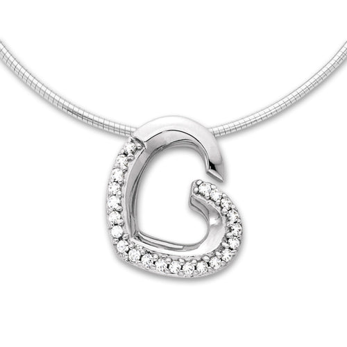 Ciondolo Oro bianco 750/18 carati Zirconia Cuore