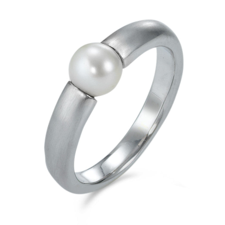 Fingerring 750/18 K Weissgold Süsswasserzuchtperle weiss, 6 mm
