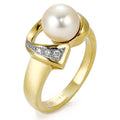 Anello Oro giallo 750/18 carati Perla coltivata d'acqua dolce bianco, 8 mm