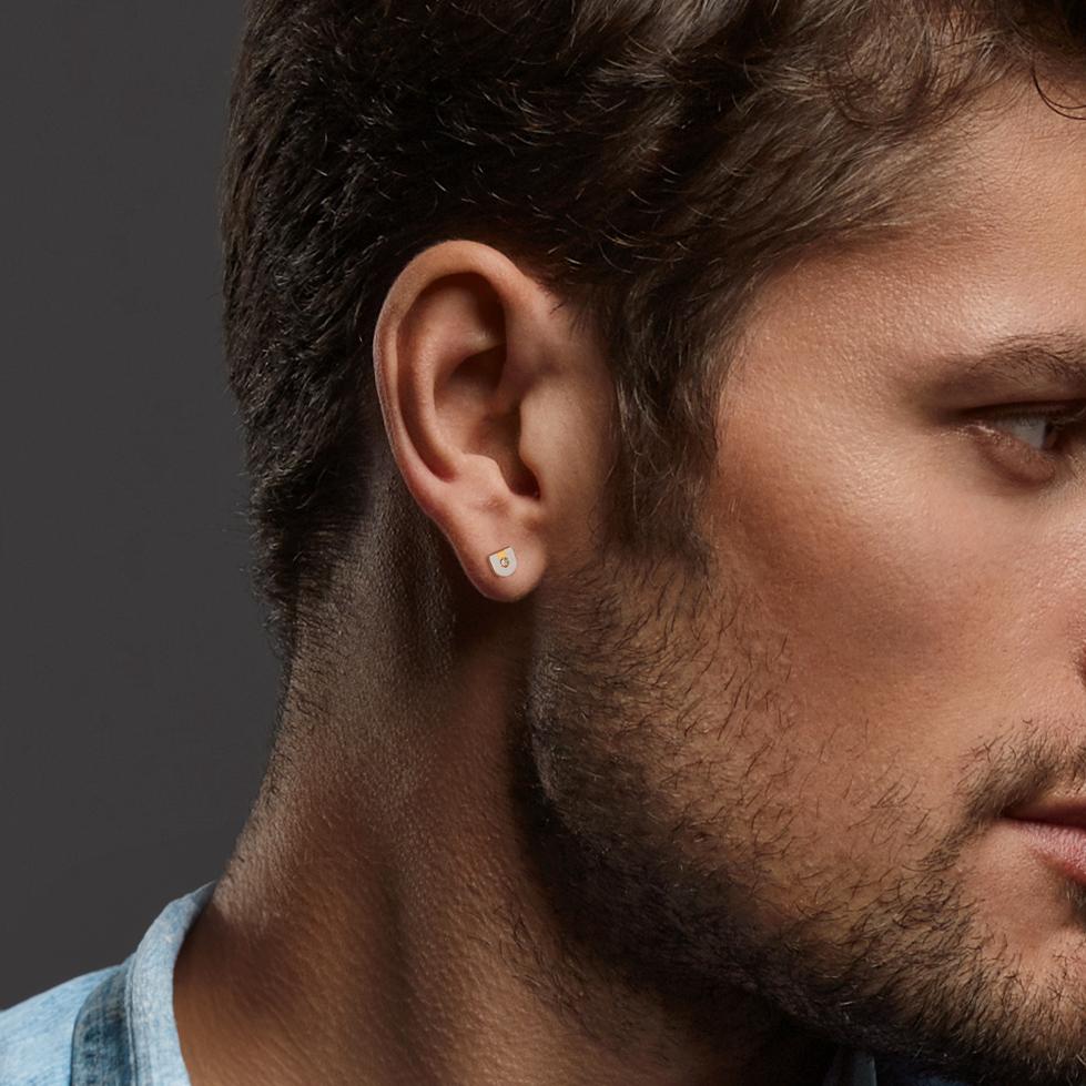 Orecchini a bottone 1 pz Platino 950 Diamante 0.02 ct, w-si