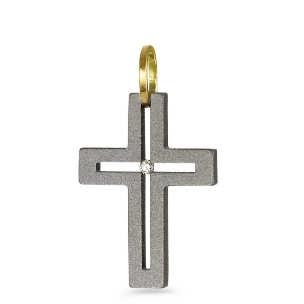 Ciondolo Titanio, Oro giallo 750/18 carati Diamante 0.01 ct, w-si