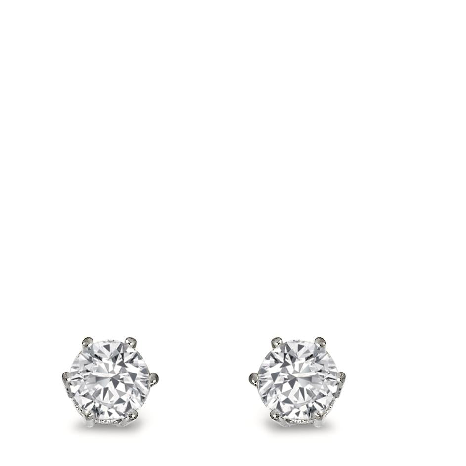 Orecchini a bottone Oro bianco 750/18 carati Moissanite 2 pietra Ø5 mm