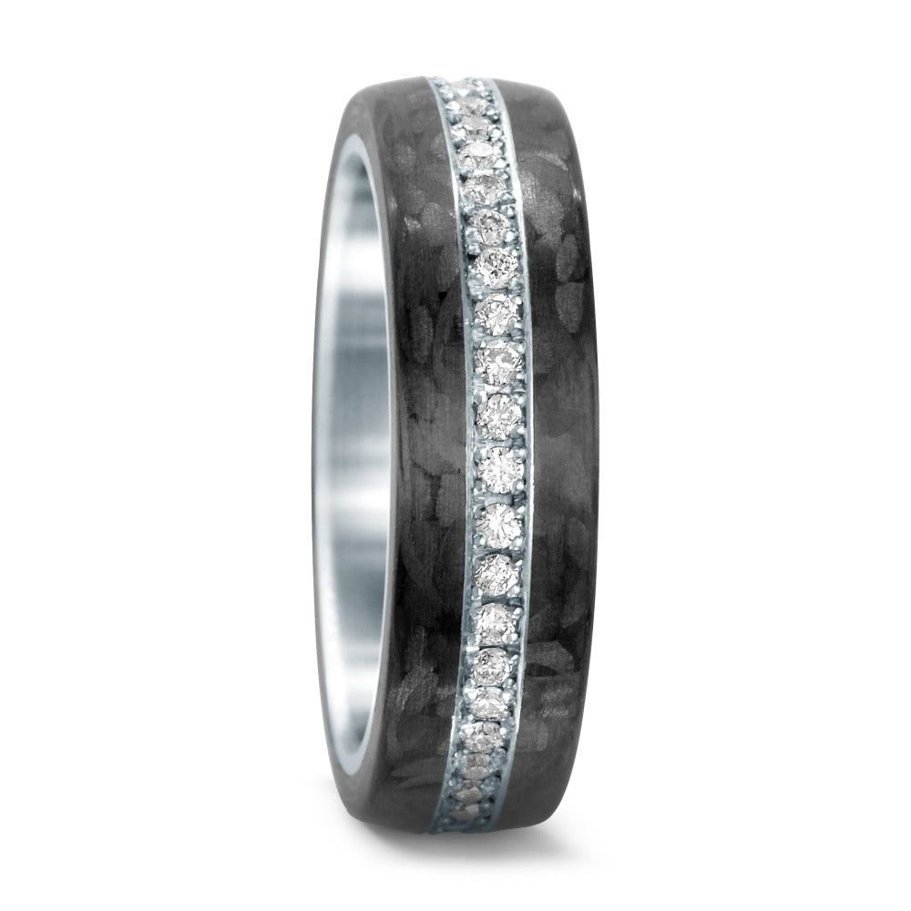 Memory Ring Edelstahl, Carbon Diamanten 0.46 ct, w-si