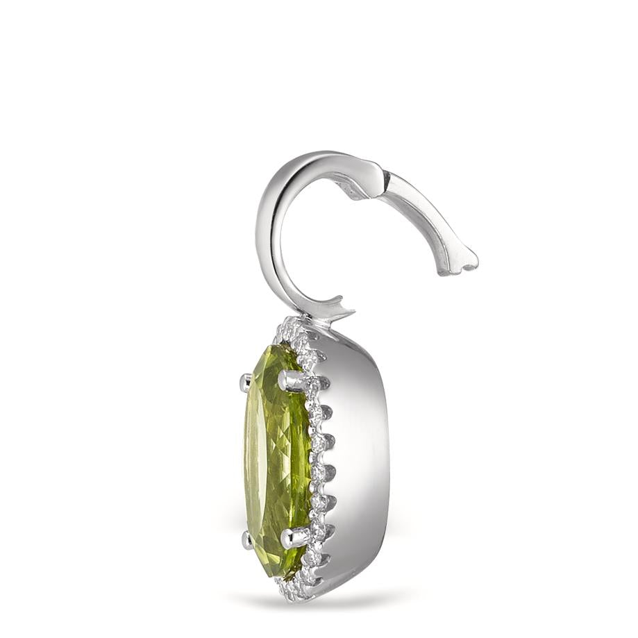 Ciondolo Oro bianco 750/18 carati Peridoto verde, [oval], Diamante bianco, 0.15 ct, 26 pietra, tw-vsi