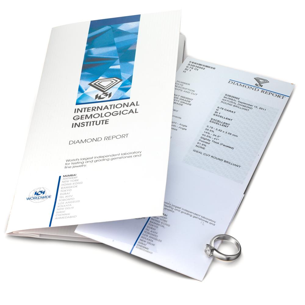 Anello solitario Oro bianco 750/18 carati Diamante bianco, 0.75 ct, [Brillant], w-si, IGI