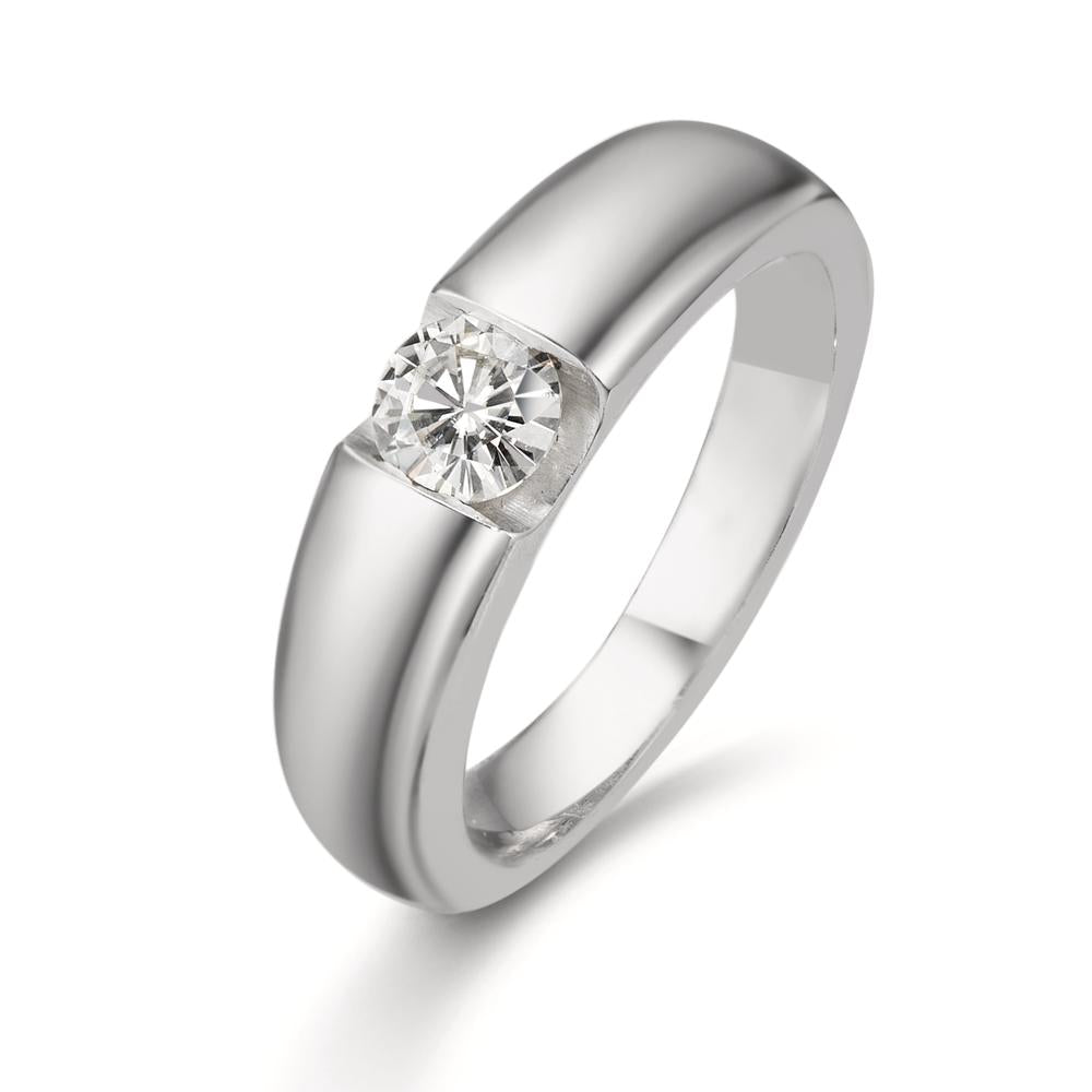 Bague solitaire Or blanc 9K Moissanite