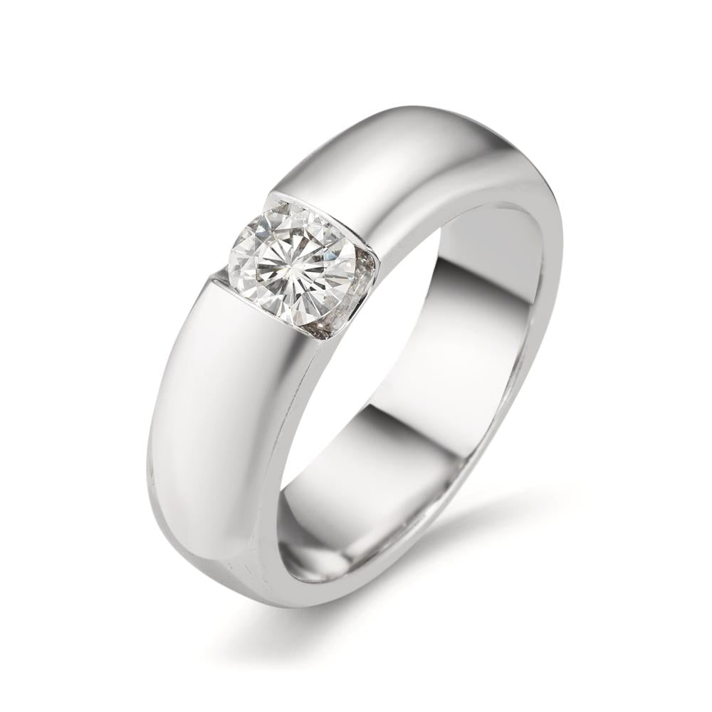 Bague solitaire Or blanc 9K Moissanite