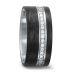 Fingerring Edelstahl, Carbon Diamanten weiss, 0.30 ct, w-si