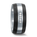 Fingerring Edelstahl, Carbon Diamant weiss, 0.10 ct, 5 Steine, w-si