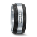 Fingerring Edelstahl, Carbon Diamant weiss, 0.10 ct, 5 Steine, w-si