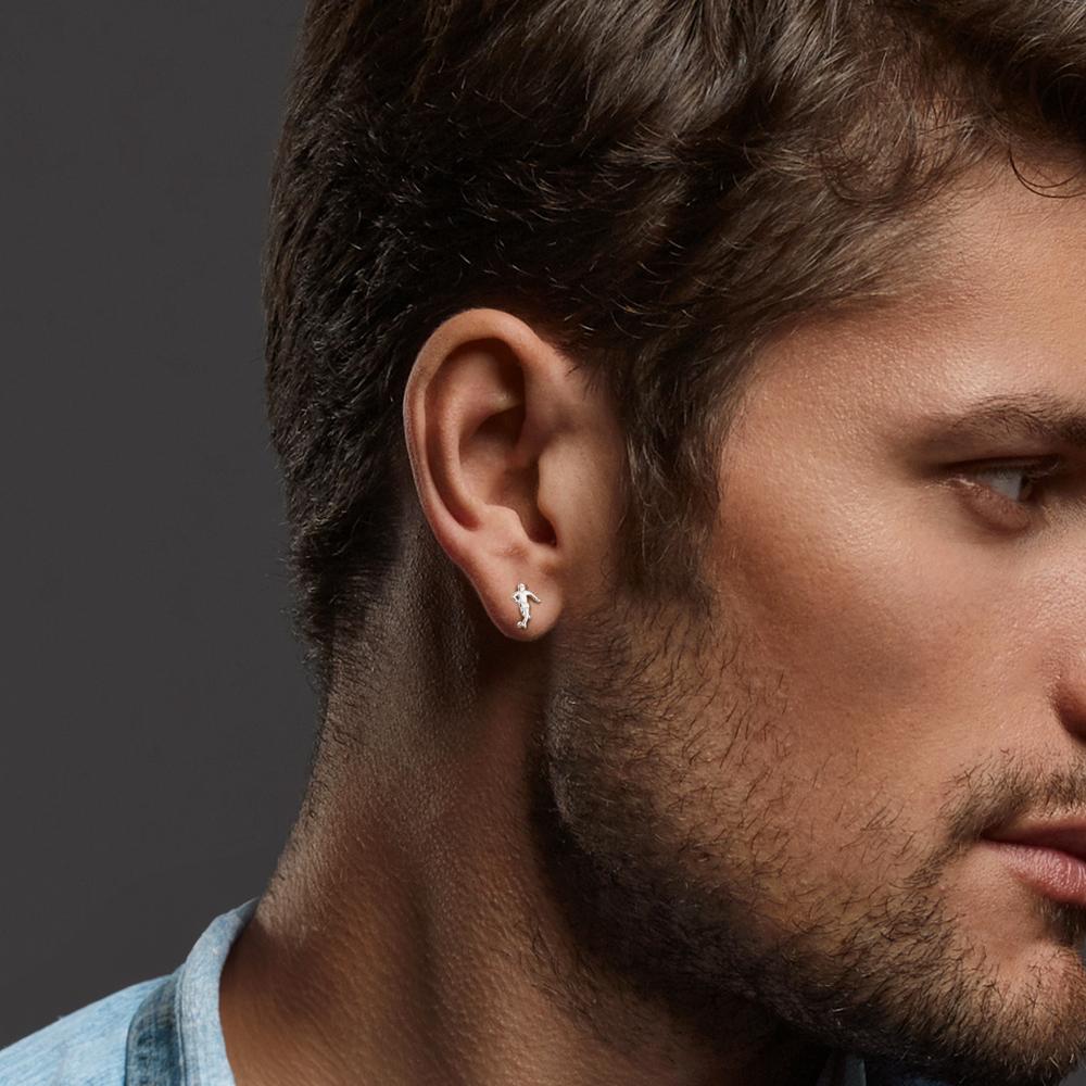 Orecchini a bottone 1 pz Argento rodiato Calcio