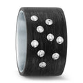 Fingerring Edelstahl, Carbon, 750/18 K Weissgold