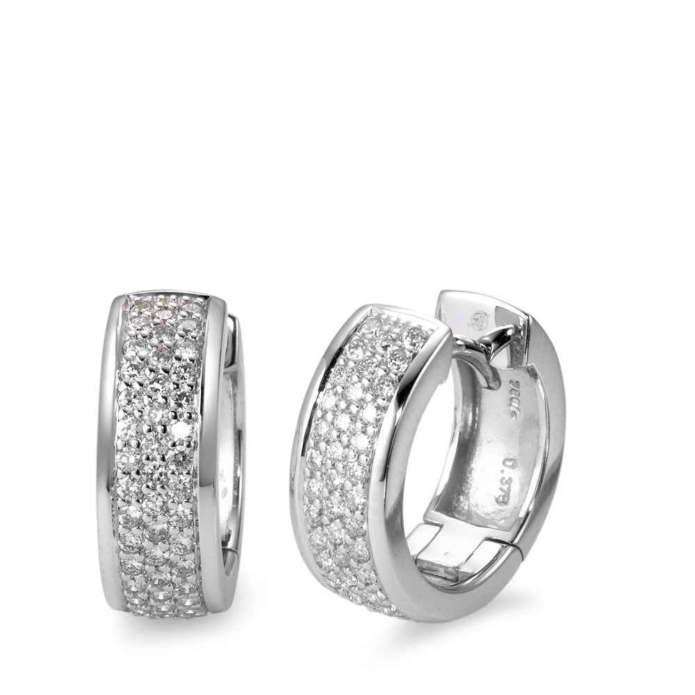 Orecchini circolari Oro bianco 750/18 carati Diamante bianco, 0.75 ct, 94 pietra, [Brillant], w-si