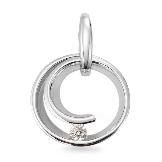 Pendentif Or blanc 18K Diamant blanc, 0.05 ct, brillant, w-si Ø15 mm
