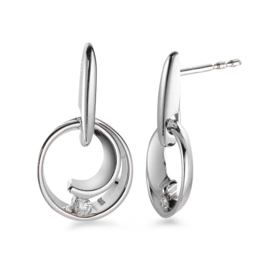 Pendant d'oreilles Or blanc 18K Diamant blanc, 0.05 ct, 2 Pierres, brillant, w-si
