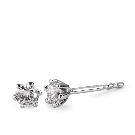Clous d'oreilles Or blanc 18K Diamant blanc, 0.25 ct, 2 Pierres, brillant, w-si Ø4 mm