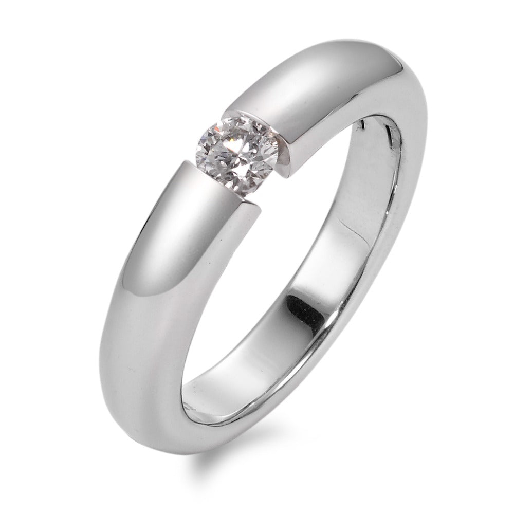 Solitär Ring 750/18 K Weissgold Diamant weiss, 0.25 ct, Brillantschliff, w-si