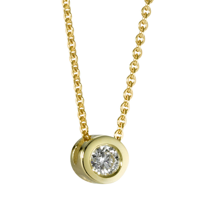 Halskette mit Anhänger 585/14 K Gelbgold Diamant 0.05 ct, w-si 42 cm Ø5.5 mm