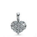 Anhänger 750/18 K Weissgold Diamant 0.18 ct, 13 Steine, Brillantschliff, w-si Herz