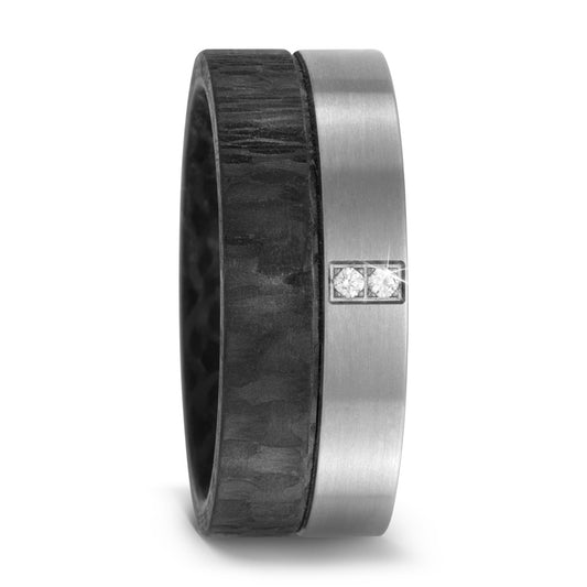 Partnerring Titan, Carbon Diamant 0.02 ct, 2 Steine, w-si