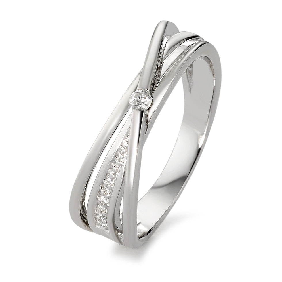 Anello Oro bianco 750/18 carati Diamante bianco, 0.06 ct, 7 pietra, [Brillant], w-si