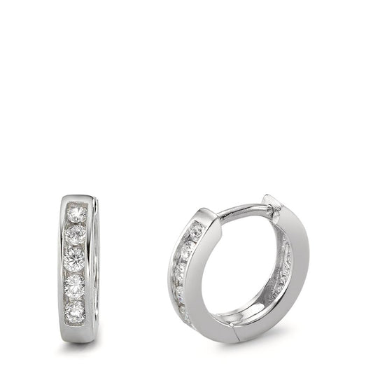 Klappcreolen Silber Zirkonia weiss rhodiniert