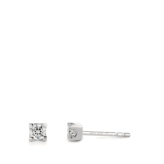 Clous d'oreilles Or blanc 18K Diamant 0.18 ct, 2 Pierres, w-si Ø3.3 mm