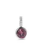 Anhänger 750/18 K Weissgold Rhodolith, Diamant 0.02 ct, 5 Steine, w-si Ø6 mm