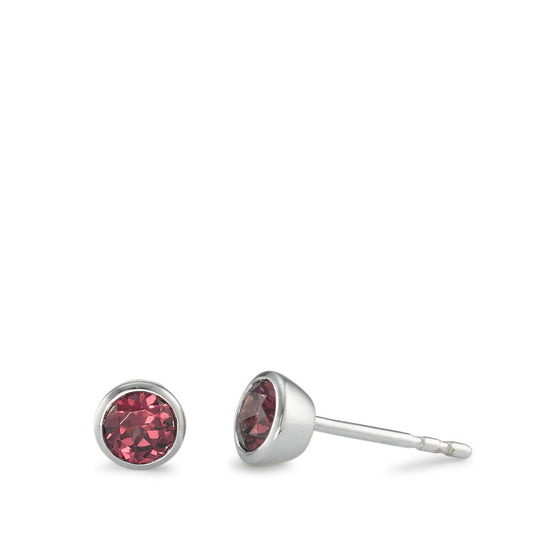 Clous d'oreilles Or blanc 18K Rhodolite 2 Pierres Ø4.5 mm