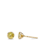 Orecchini a bottone Oro giallo 585/14 kt Zirconia giallo, 2 pietra Ø4.3 mm