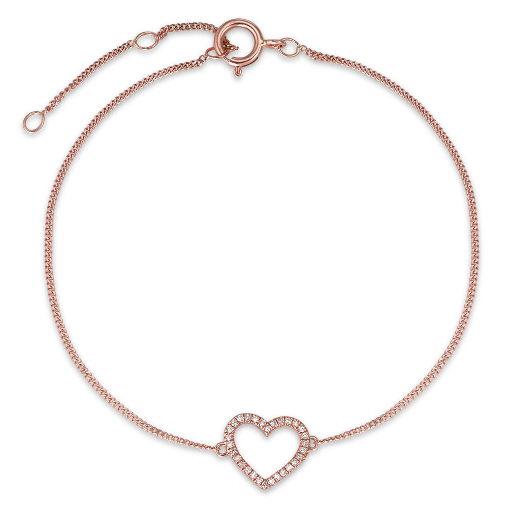 Armband 585/14 K Rotgold Diamanten 0.05 ct, w-si Herz verstellbar