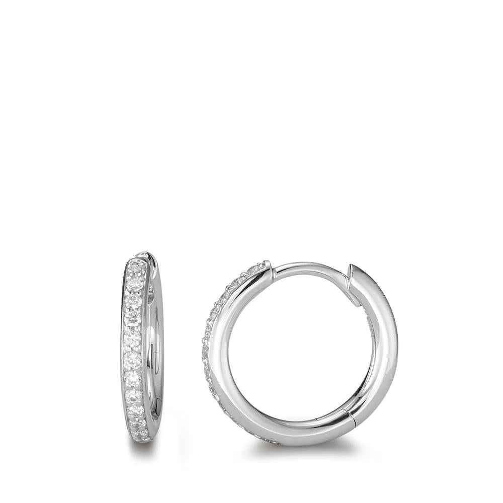 Klappcreolen 750/18 K Weissgold Diamant 0.16 ct, 24 Steine, w-si