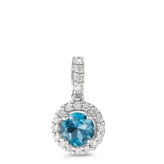 Anhänger 750/18 K Weissgold London Blue Topas, Diamanten 0.12 ct