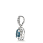 Anhänger 750/18 K Weissgold London Blue Topas, Diamanten 0.12 ct