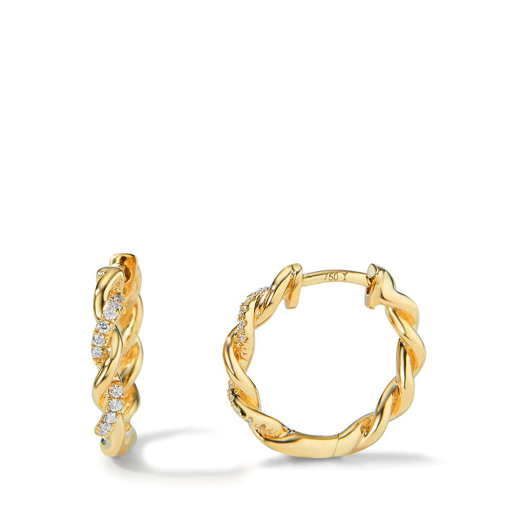 Orecchini circolari Oro giallo 750/18 carati Diamante 0.09 ct, 24 pietra, w-si