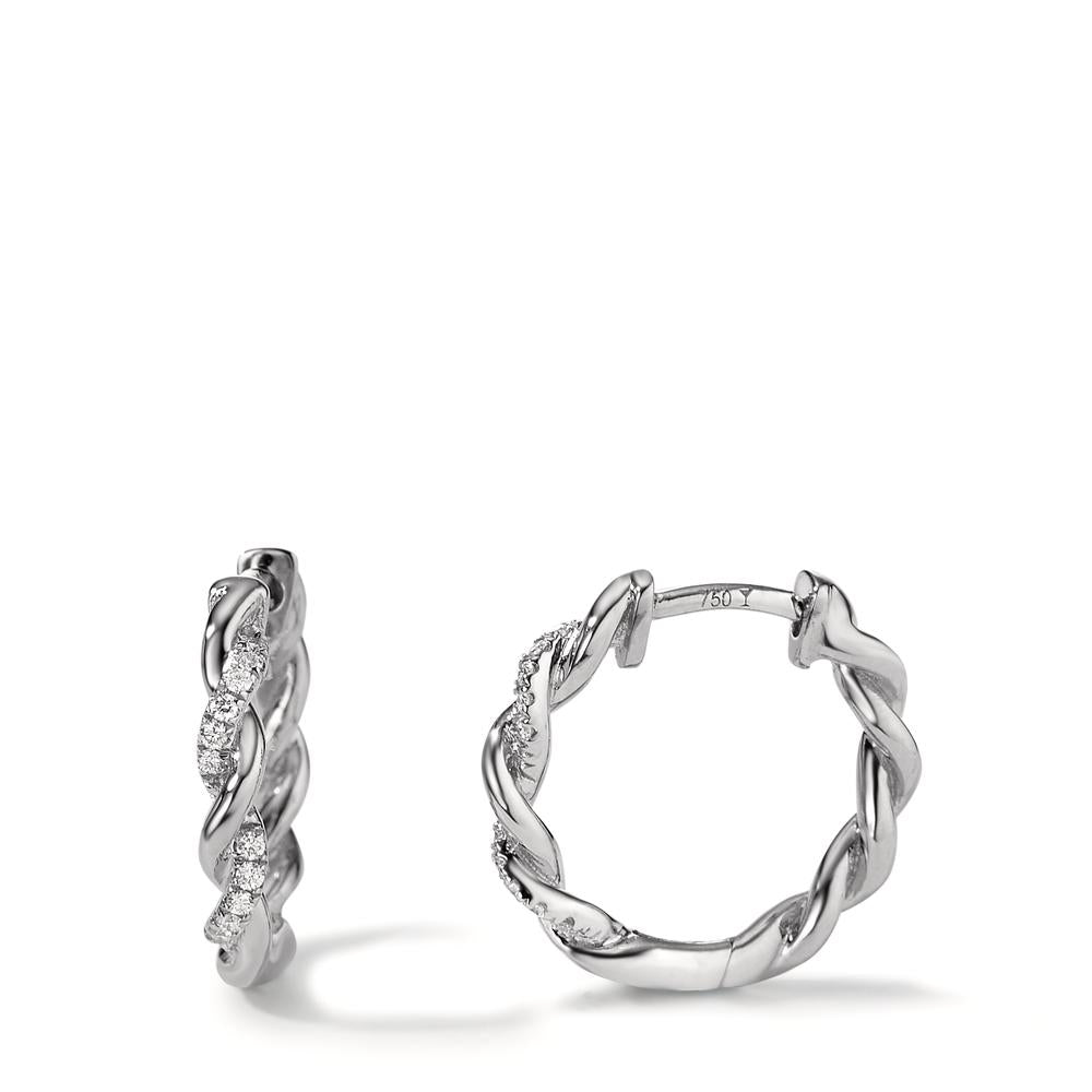 Orecchini circolari Oro bianco 750/18 carati Diamante 0.09 ct, 24 pietra, w-si