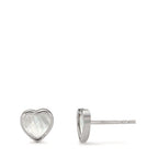 Ohrstecker 585/14 K Weissgold Perlmutt weiss Herz Ø6 mm
