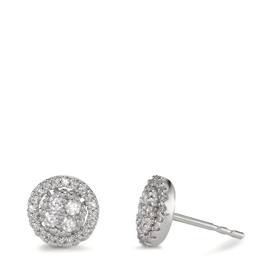 Orecchini a bottone Oro bianco 375/9K Zirconia 48 pietra Ø7.5 mm