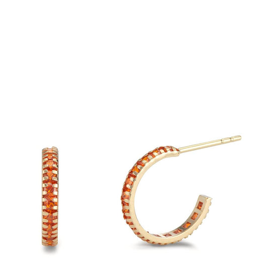 Orecchini a cerchio Oro giallo 375/9K Zirconia arancia, 32 pietra